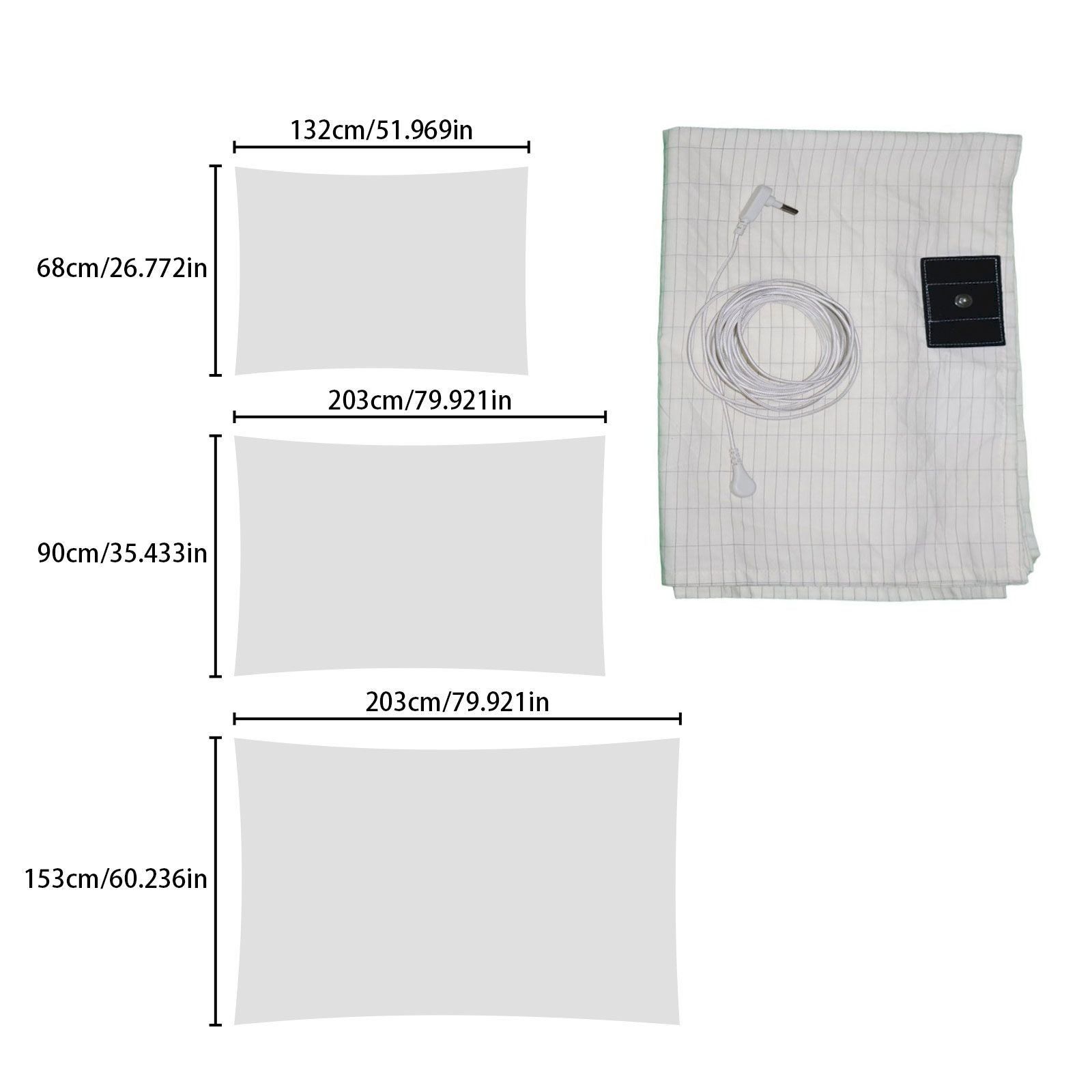 Tapis De Mise à La Terre (Earthing) - 69x137 Cm, 10% Argent + 90% Coton Bio - Améliore Le Sommeil, Réduit Le Stress