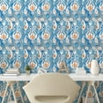 thumbnail image 2 of Ambesonne Ethnic Peel & Stick Wallpaper for Home, Folk Art Ikat Pattern Floral, 13"x36", Sky Blue Orange and White, 2 of 5