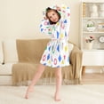 thumbnail image 3 of FORMRS Niños Bathrobe Unisex Hooded Robe Soft Plush Pajamas Sleepwear, Size 2-3T, Blue Retro Triangles, 3 of 7