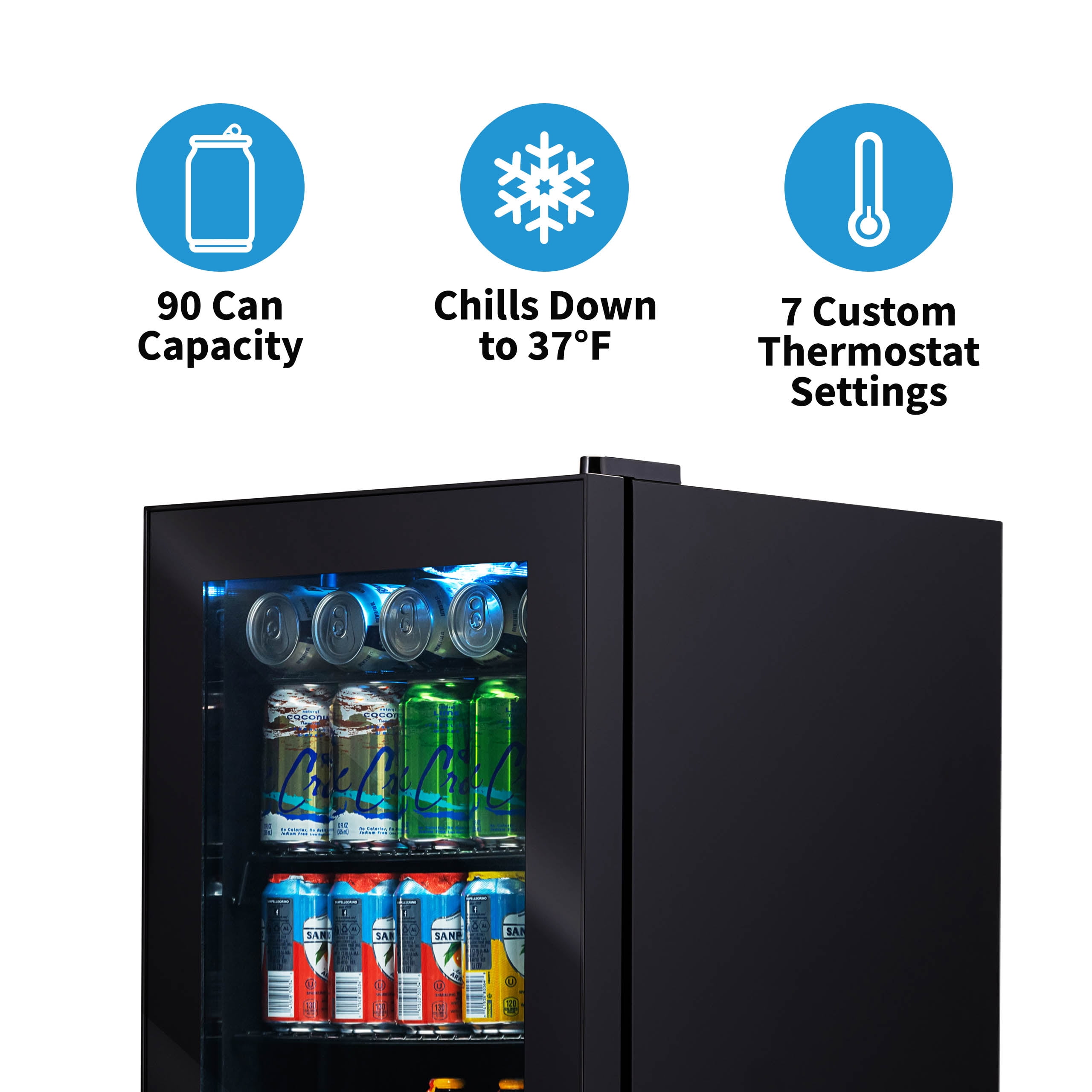 Newair Prismatic™ Series Beverage Refrigerator with RGB HexaColor™ LED  Lights, Mini Fridge for Gaming, Game Room, Party Festive Holiday Fridge  with
