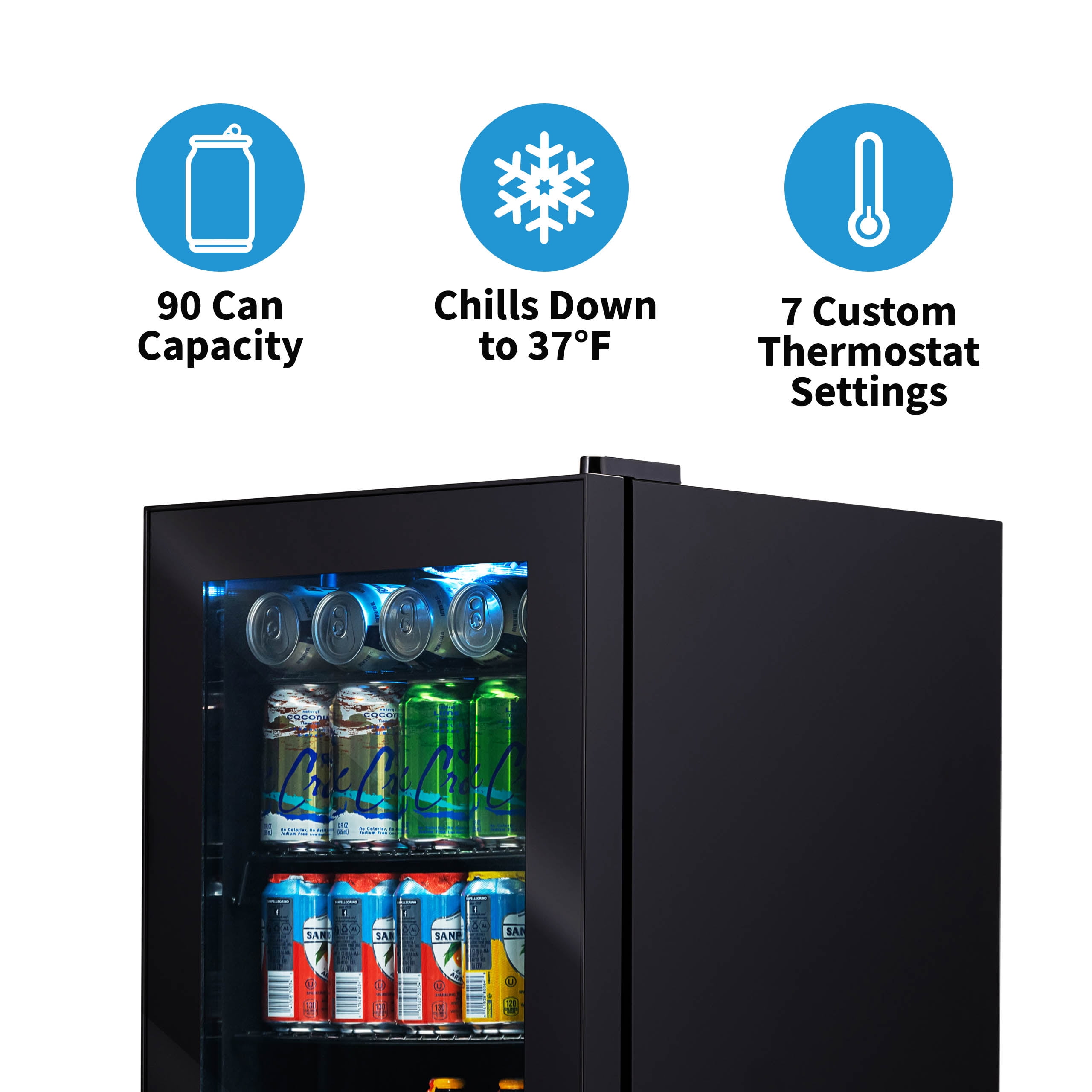 Prismatic Series 17 in. Single Zone 85 Can Beverage Cooler with RGB  HexaColor LED Lights Mini Gaming Fridge in Black