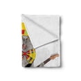 thumbnail image 2 of Cat Soft Flannel Fleece Blanket, Hipster Musician Kitty Playing Guitar Singing with Fun Hat Party Birthday Humor Picture, Cozy Plush for Indoor and Outdoor Use, 60" x 80", Multicolor, by Ambesonne, 2 of 6