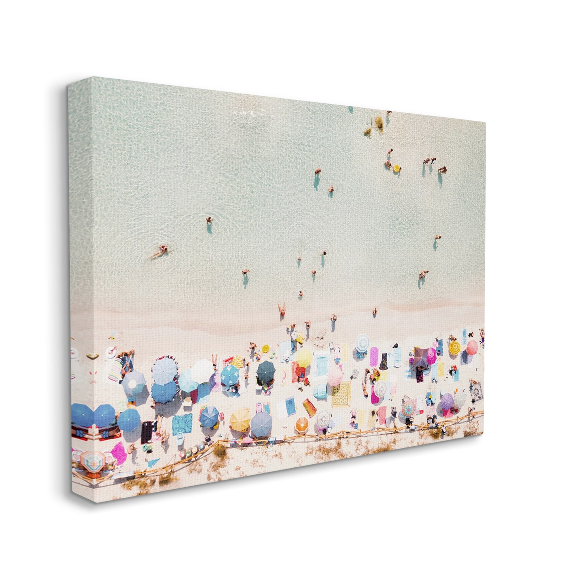 Stupell Aerial Beach View People Swimming Landscape Photography Gallery Wrapped Canvas Print Wall Art