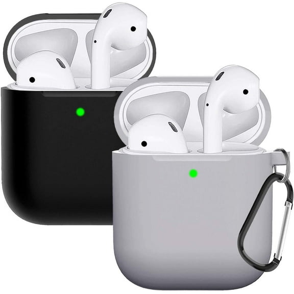 Compatible with AirPods Case Cover Silicone Protective Skin for Airpods Case 2&1 (2 Pack) Black/Gray