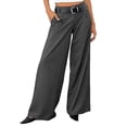 thumbnail image 3 of Women'S High Waisted Striped Loose Fit Straight Wide Leg Pants Business Work Casual Pants, 3 of 10