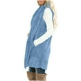thumbnail image 3 of Hxshgdsn Fleece Sleeveless Long Vest For Women With Pocket Fuzzy Open Front Cardigan Blue Xl, 3 of 7