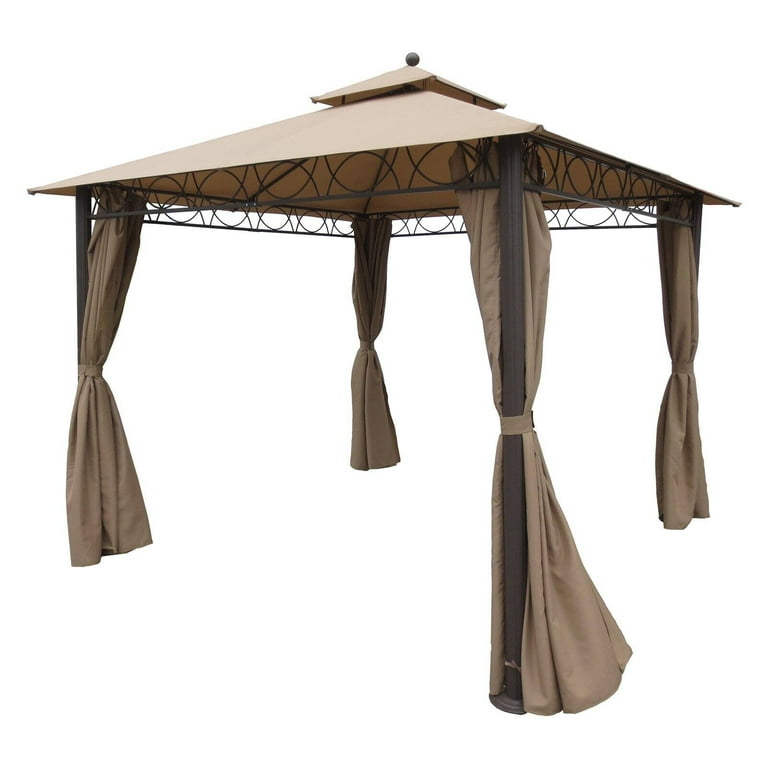 International Caravan Square 10 Foot Double Vented Gazebo With Drapes International Caravan Square 10 Foot Double Vented Gazebo With Drapes