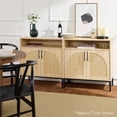 thumbnail image 3 of Best Choice Products Arched 2-Door Rattan Cabinet, Sideboard, Buffet, w/ Cord Cutout, Adjustable Storage Shelf - White, 3 of 9