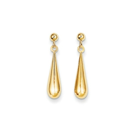 These Earrings Measure - 14k Gold Tear Drop Dangle Earrings - Measures 21x4mm