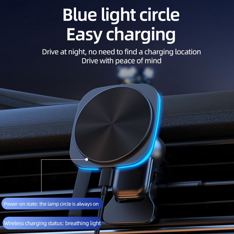 Magnetic Wireless Car Charger Mount for iPhone 16/15/14/13/12 - Fast Charging, Secure Phone Holder, Compact Travel Accessory