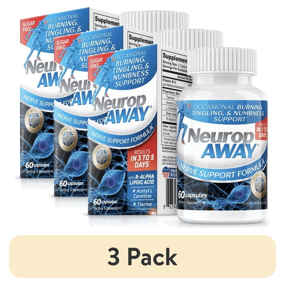 (3 pack) NeuropAWAY Nerve Support Formula capsule by Vasocorp: Patented formula for the support of Diabetic Neuropathy, nerve pain, tingling, burning and numbness.