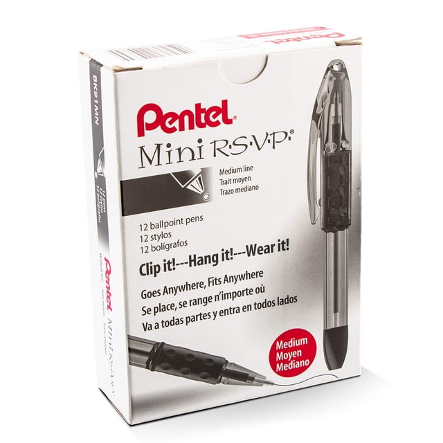 Bolígrafo Pentel RSVP Mini 1.0 mm Tinta Roja Paquete de 12