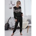 thumbnail image 3 of Womens Tracksuit Sets 2 Piece Sweatsuits Pullover Sweatpants Knit Sweater Top Suits Outfits,Black,Large, 3 of 6