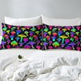 thumbnail image 2 of Cute Mushroom Comforter Set Queen,Colorful Stars Mushrooms Bedding Set Teal Purple Black Kawaii Bed Comforter Sets Teens Trippy Wild Botanical Plants Quilt Duvet 2 Pillowcases, 2 of 3
