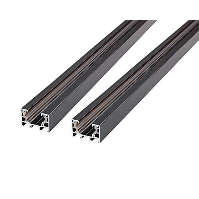 J.LUMI RAL3002 Track Light Rails, Halo Single Circuit System, 3 ft per Rail, 2 Tracks per Pack (Total 6 ft Run), Black