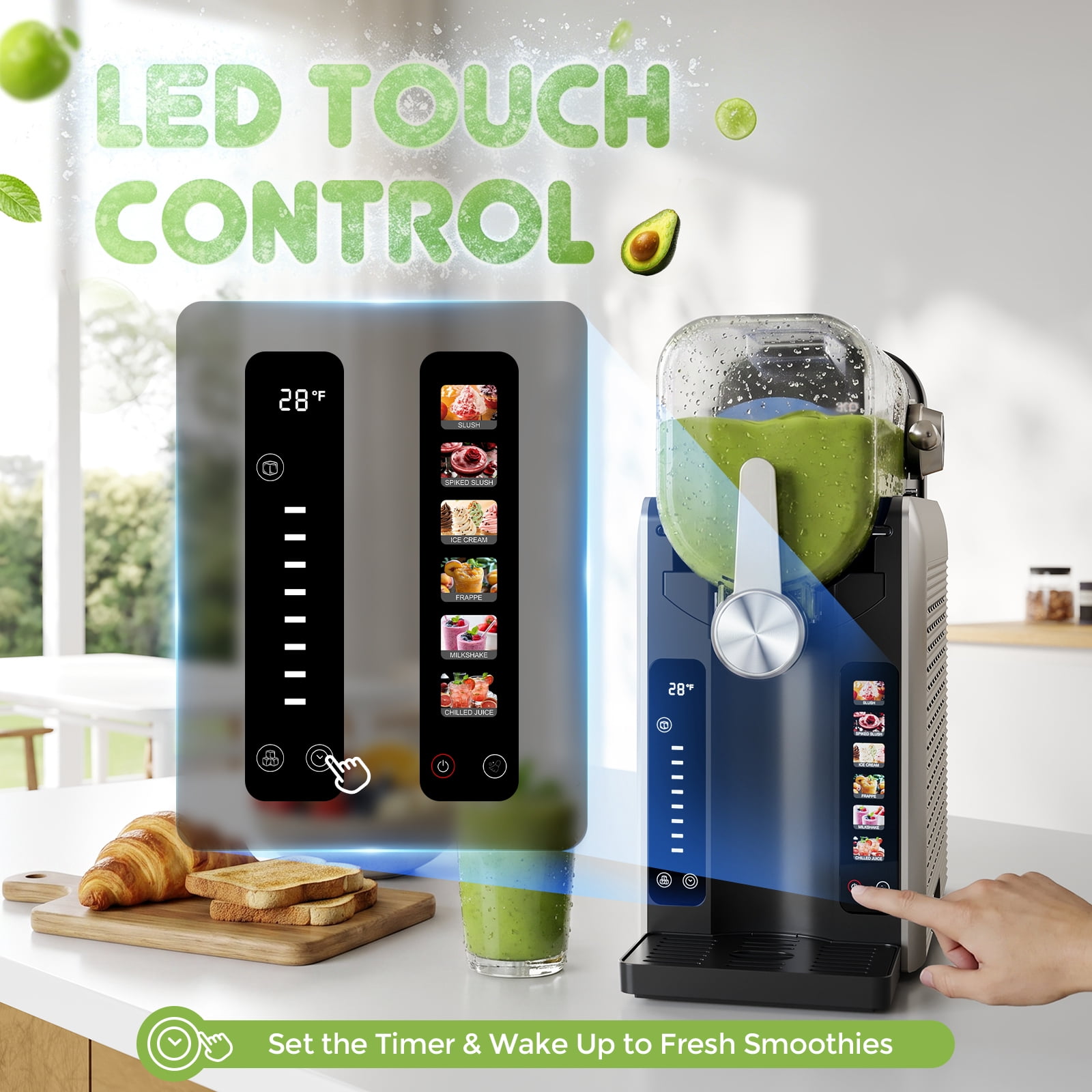 1.6L Slushie Machine & Soft Serve Ice Cream Maker with Rapid Freezing, Frozen Drink Machine, Slushie Maker, Margarita Machine for Home