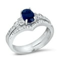 thumbnail image 6 of LaRaso & Co His Her Wedding Ring Set Blue CZ Silver Bridal Set Steel Wedding Band 5/9, 6 of 6