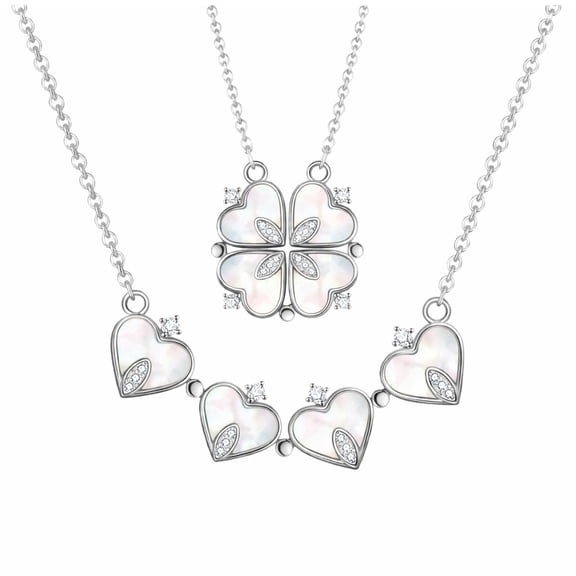 Heart to Clover 2 in 1 Pendant Necklace for Women Stainless Steel CZ by Ginger Lyne Collection