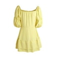 thumbnail image 5 of Seyurigaoka Women Oversized Loose Short Dress Short Sleeve Boat Neck Solid Color Casual Party Club Street Drawstring Dress, 5 of 6