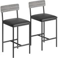 thumbnail image 4 of Bar Stools Set of 4, Upholstered Counter Height Bar Stools with Backrest and Footrest, Kitchen Barstools for Island, Counter Bar, Gray, 4 of 9