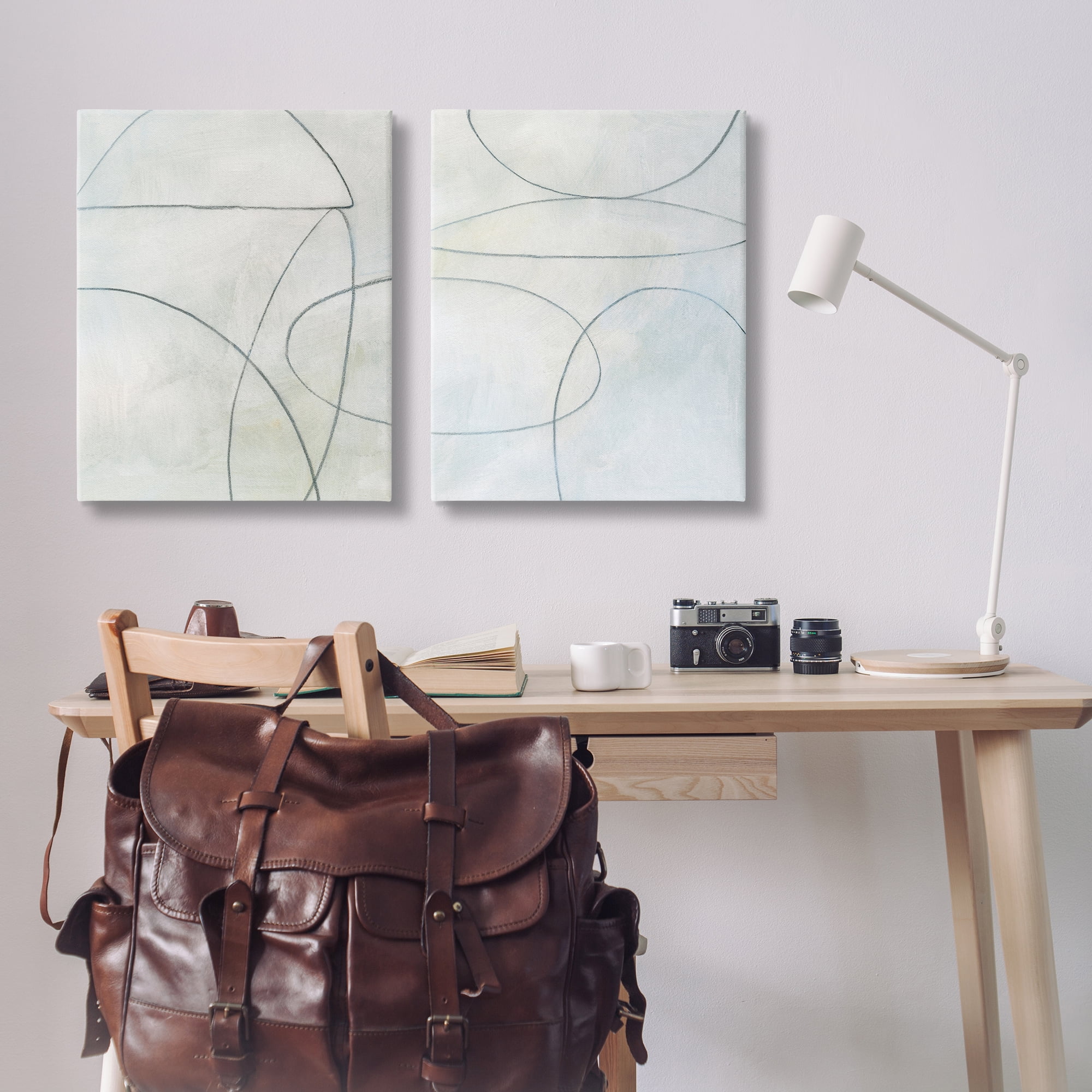 Stupell Industries Simple Abstract Pencil Shapes Abstract Drawing Wrapped Canvas Art Print Wall Art, 24 x 30, Set of 2