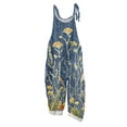 thumbnail image 2 of Iaqnaocc Overalls for Women Fall Summer Sleeveless Jumpsuits for Women Mushroom Loose Fit Plus Size Vintage Floral Print Jumpsuit Rompers Women Yellow M, 2 of 7