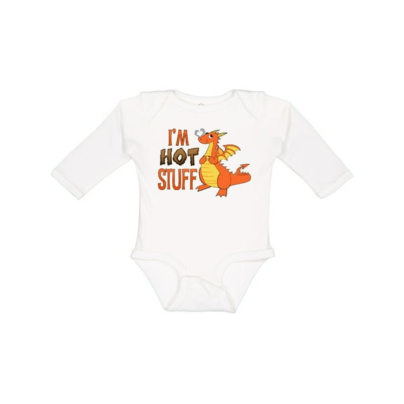 Inktastic I'm Hot Stuff- Cute Dragon Boys or Girls Long Sleeve Baby Bodysuit