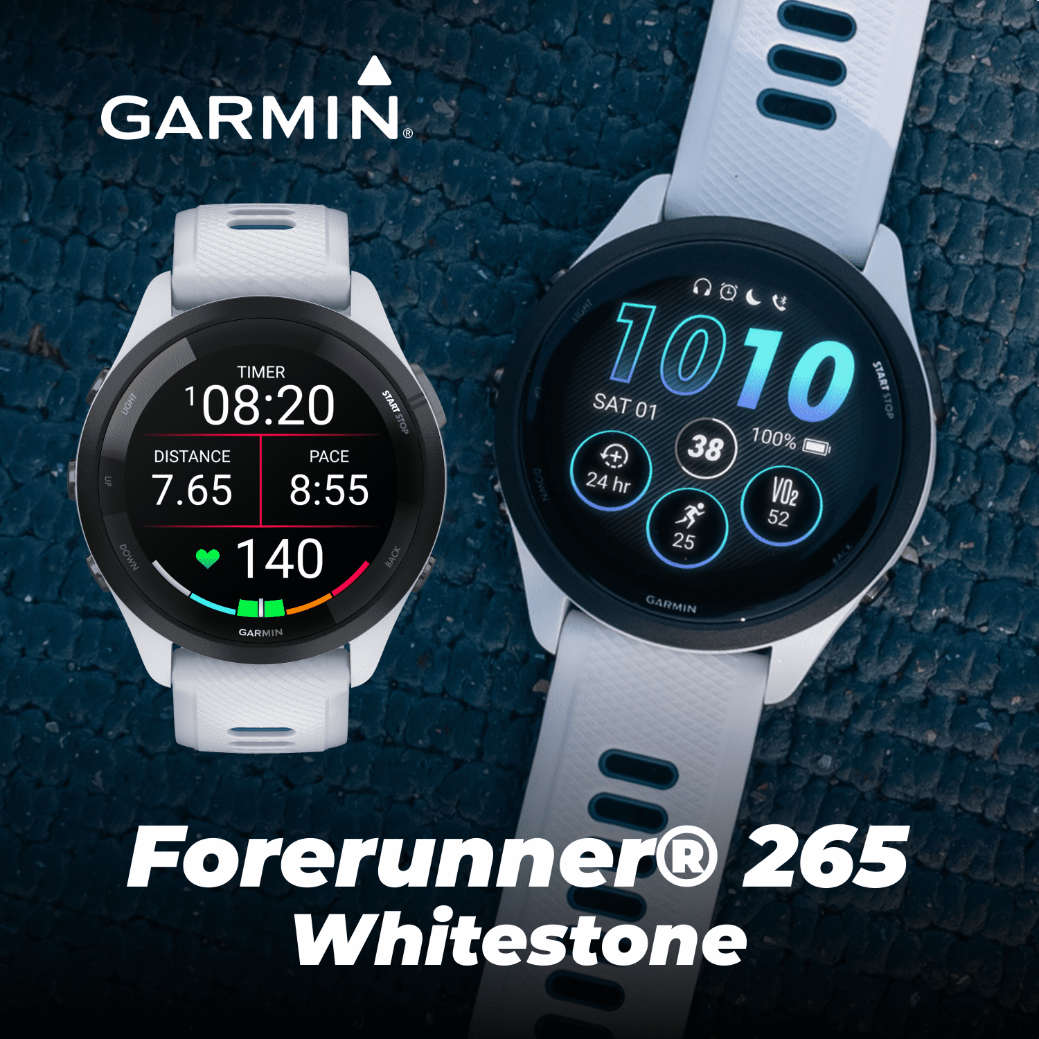Garmin Forerunner  Music GPS Running Smartwatch, Whitestone