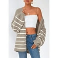 thumbnail image 4 of Women'S Oversized Cardigan Sweaters Fall Long Lantern Sleeve Knit Open Front Sweater Khaki White S, 4 of 8