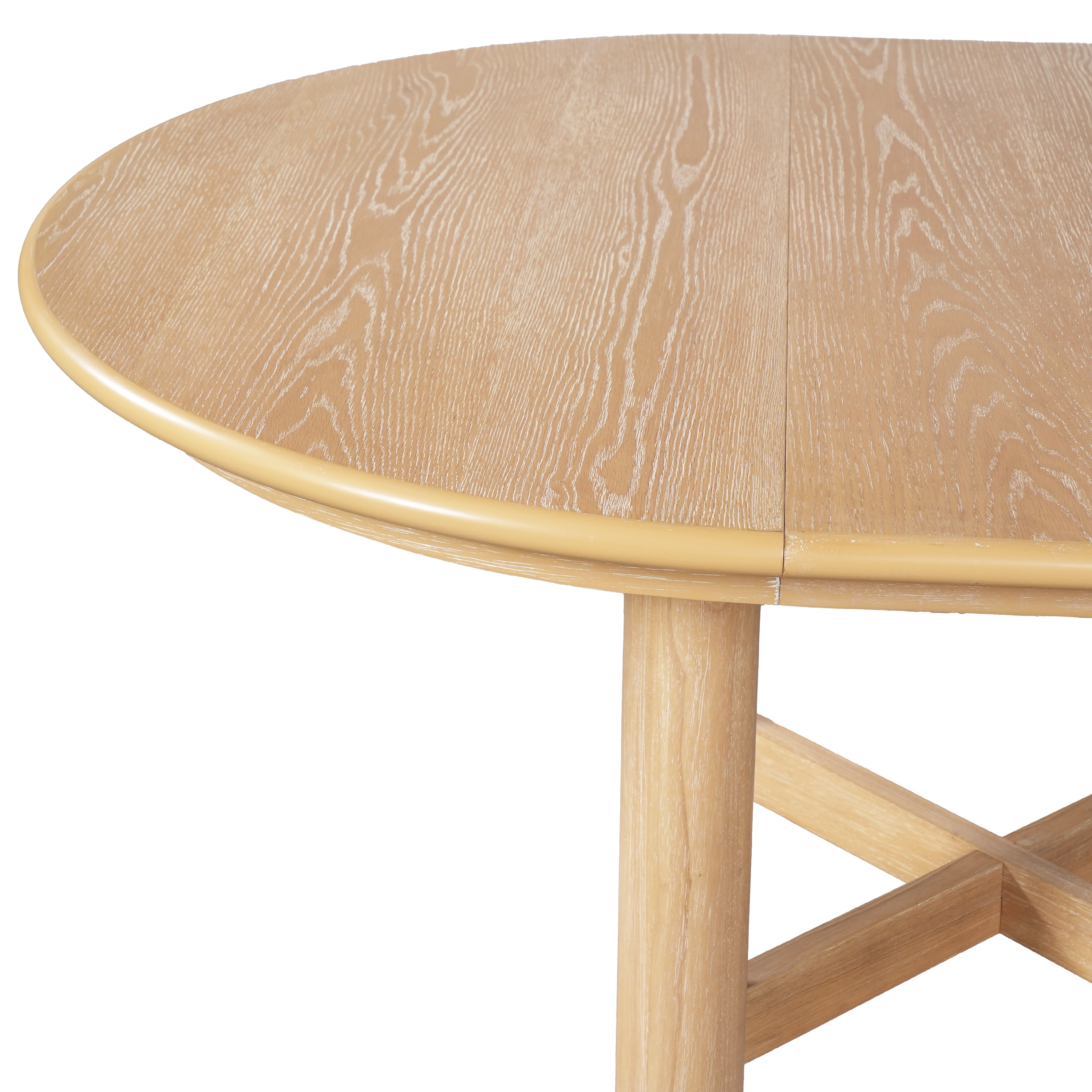 Euroco 47"-63" Extendable Round Dining Table for 4-6,Modern Oval Kitchen Table with Removable Leaf and Heavy Duty Wood Base,Space Saving for Kitchen Living Room,Natural