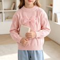 thumbnail image 6 of Afuyipoi Girls Cable Knit Turtleneck Sweater with Pearl Trim Bow Top for Kids Size 4-12Y Spring Fall Sweet Style Pink Size 5T, 6 of 9