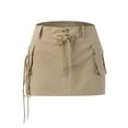 thumbnail image 4 of Sngxgn Women High Elastic Waist Pleated Skirt Mini Swing A-line Skirts(Khaki,S), 4 of 4