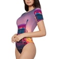 thumbnail image 2 of Lsque Sunset Truck Highway Women's Crew Neck Short Sleeve Bodysuit Basic T Shirts Tops Onesie Adult Cute Pajama-Small, 2 of 8