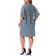 thumbnail image 3 of Agnes Orinda Plus Size Cape Dress for Women Sleeveless with Lace Overlay Bodycon Party Pencil Dress 2X Gray Blue, 3 of 6