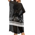 thumbnail image 4 of HELLHERO Polyester Bathing Suit Cover Up for Summer Breathable Free Size Long Kimono Swimsuit Cover Up Piano Keys Musical Notes, 4 of 6