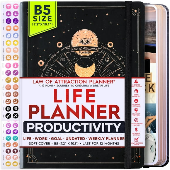 Life Planner-Undated Deluxe Weekly, Monthly Planner, a 12 Month Journey to Increase Productivity, Happiness & Enhance Organization | Life Organizer, Gratitude Journal, Agenda Planner, To Do List