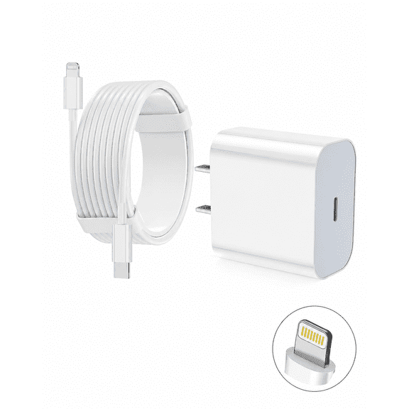 iPhone Charger USB, 20W PD USB-C Fast Charging Wall Charger with 6FT Charging Cable, Compatible with iPhone 14/14 Pro Max/13/13 Pro Max/12/12 Pro/12 Pro Max/12 mini/11/11 Pro, iPad Air