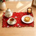 thumbnail image 5 of Naittoop Christmas Poinsettia Placemats, 11*17 Inch Embroidered Table Mats,Red Green Rectangle Cut-out Flower Fabric Mats for Xmas Dinner Table Doilies Festive Party Home Decoration, 5 of 8