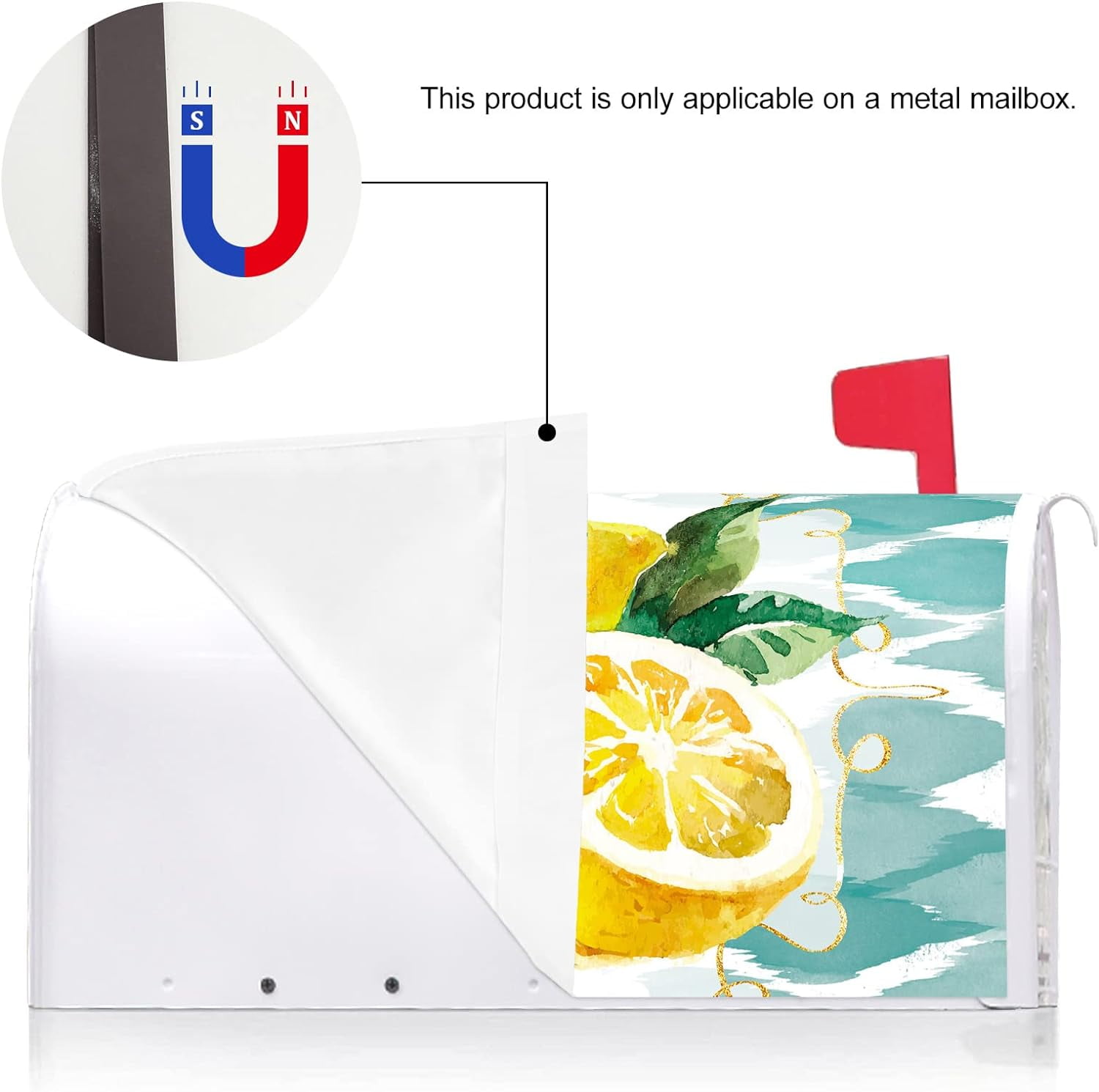 Yellow Lemon Decoration Mailbox Cover with Magnetic Strip Spring Summer Mailbox Wraps Post Letter Box Cover Standard Size 21" X 18" for Garden Outdoor Yard Decor