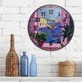 thumbnail image 3 of Yayeee Wall Clock Battery Operated 11.9" Silent Quartz Non-Ticking for Living Room Decor, Purple Window Scene, 3 of 8