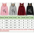 thumbnail image 3 of Women Long Sleeve Hoodies Sweatshirt Cat Print and Ear Kangaroo Pocket Pullover, 3 of 3