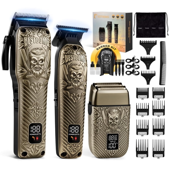 Máquina cortapelo BESTBOMG BS-807E de metal con cuchilla en T y kit con LED