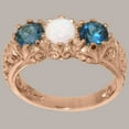 thumbnail image 2 of LBG British Made 10k Rose Gold Natural Opal & London Blue Topaz Womens Statement Ring - 33 size options - Size 10.5, 2 of 7