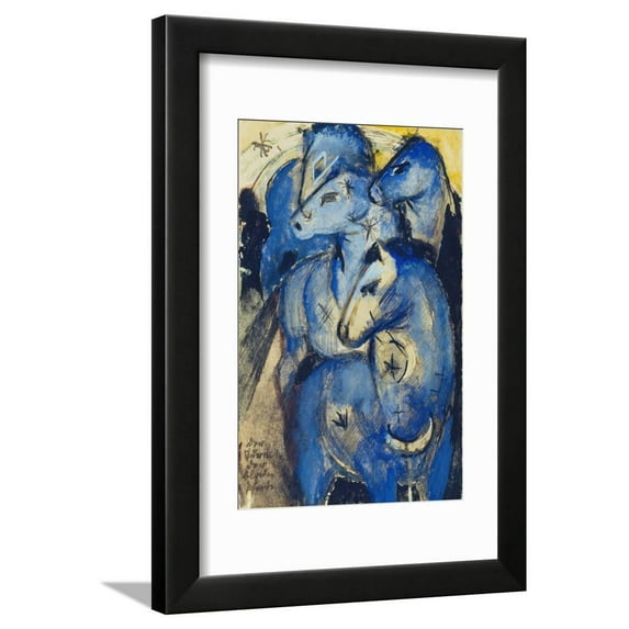 Tower of the Blue Horses, 1913 (Postcard to Else Lasker-Schueler) Framed Print Wall Art By Franz Marc