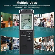 RONY Mini Digital Voice Recorder with A-B Repeat - Rechargeable One-key Start Voice Activated Recording Device with Playback Noise Reduction USB Cable for Meeting Music Concert Lecture Interview