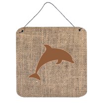 Dolphin Burlap and Brown BB1025 Wall or Door Hanging Prints