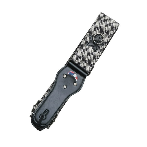 Soidarity Correa de guitarra eléctrica, correa de hombro de cuerda gruesa ancha, longitud ajustable, piezas de repuesto de bajo personalizadas, Accesorios para instrumentos musicales Blanco negro Soidarity OD025623-02