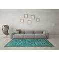 thumbnail image 3 of Ahgly Company Machine Washable Indoor Square Persian Turquoise Blue Traditional Area Rugs, 4' Square, 3 of 4