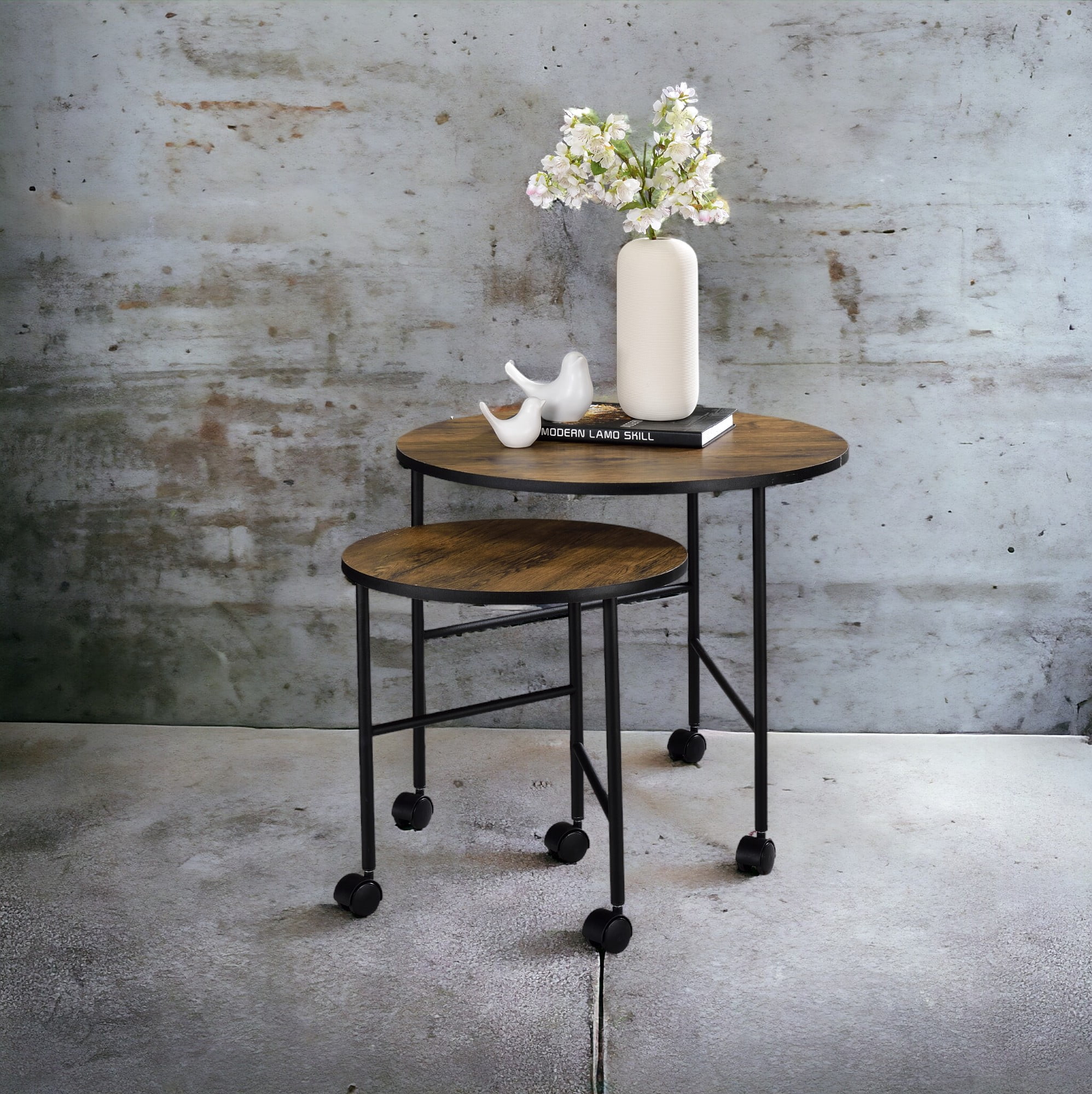 Nesting Table Set Oak Finish