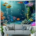 thumbnail image 4 of PRATYUS  Underwater World Tapestry Wall Hanging, Deep Sea Colorful Coral Seabed Fish Jellyfish Tapestry Wall Decor for Bedroom Living Room Kids Room College Dorm 60x50inch, 4 of 6